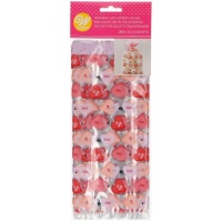 Sacos de plástico rectangulares com corações cor-de-rosa - Wilton - 20 unid.