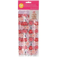 Saco de bombons retangular com corações cor-de-rosa - Wilton - 20 unid.