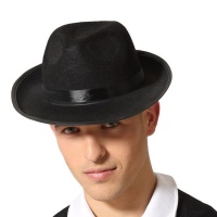 Chapéu de gangster preto com fita