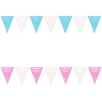 Galhardete triangular de plástico bicolor - 25 m