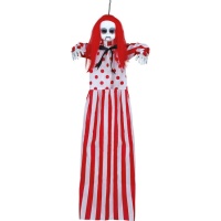 Pendente palhaço vermelho e branco de 1,00 m