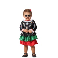 Fato de esqueleto de Catrina mexicana para bebé menina