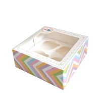 Caixa para 4 cupcakes impressos com janela