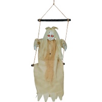 Colgante de menina em baloiço com luz e som de 75 cm