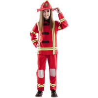 Fato de bombeiro vermelho com chapéu para criança