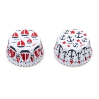 Cápsulas para cupcakes com âncoras e navios - Decora - 36 unidades