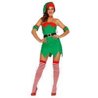 Fato de duende de Natal sem mangas para mulher
