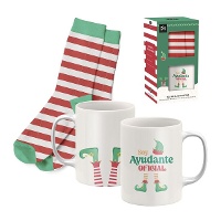 Conjunto de presente de caneca e meias de Natal Elfo