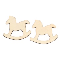 Figuras de cavalo de baloiço de madeira 9 cm - 2 unidades
