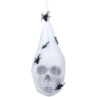 Pendente saco com teia de aranha e caveira de 25 cm