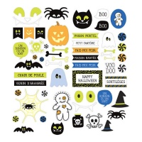 Autocolantes de Halloween em cartão fosforescente - 60 peças