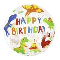Balão de dinossauro transparente Happy Birthday