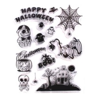 Conjunto de carimbos acrílicos Happy Halloween 14 x 18 cm