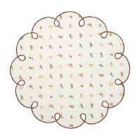 Individual de 38 cm com borda ondulada e estampa floral