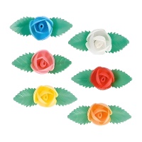 Bolachas de flores com folhas alongadas 6,5 cm - Dekora - 80 unidades