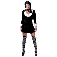 Fantasia de mulher da família macabra com vestido para adulta