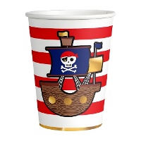 Copos Pirata Barba Vermelha 250 ml - 8 unid.