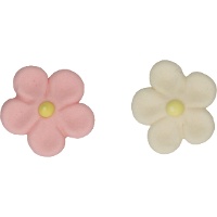 Figuras de açúcar de margaridas rosa e brancas - FunCakes - 12 unidades