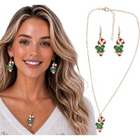 Conjunto de colar e brincos de bengala doce