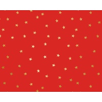 Papel de presente vermelho com estrelas douradas de 2 x 0,70 m - 1 unidade