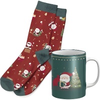 Kit presente de caneca e meias do Papai Noel