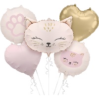 Buquê de balões de gato rosa - 5 unidades