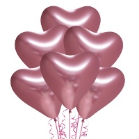 Balões de látex cromados biodegradáveis em forma de coração de 30 cm - Nordic Balloons - 6 unid.