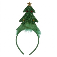 Fita para a cabeça em forma de árvore de Natal com penas