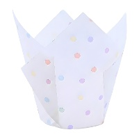 Forminhas de papel para muffins em forma de tulipa com bolinhas coloridas - PME - 24 unid.