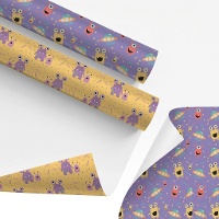 Papel de presente infantil com monstros 2 x 0,70 m - 1 unidade