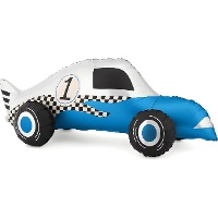 Balão azul em formato de carro de corrida, 90 x 34 cm