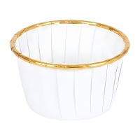 Cápsulas para cupcakes de 5 cm branca e dourada - 50 unidades