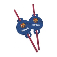 Canudos do FC Barcelona azuis - 6 unidades