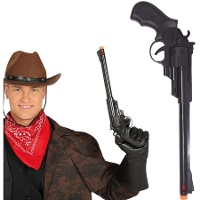 Revólver preto de cano longo - 43 cm
