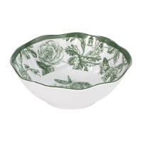 Prato fundo de 19 cm com padrão floral verde