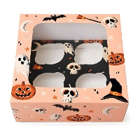 Caixa para 4 cupcakes Boo de Halloween - Azucren