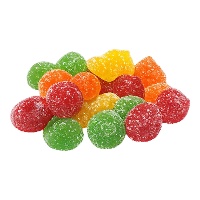 Gomas em formato de seios sabor frutas, cobertas de açúcar - 125 g