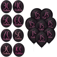 Balões de látex Elegant Pink com números - 8 unidades