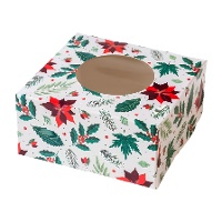 Caixa para doces ou cupcakes de flor de Natal de 17,5 x 17,5 x 8,5 cm