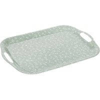 Bandeja 41 x 29 cm com estampado de folhas verdes