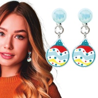 Brinco de bolas de Natal azul - 1 par
