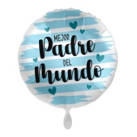 Melhor pai do mundo 43 cm balão redondo branco e azul - Premioloon