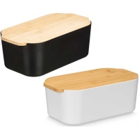 Pãozeira de 33 x 18,5 x 12 cm com tampa de bambu - 1 unidade