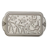 Molde de alumínio com relevo de figuras de Natal de 27 x 15 x 5,8 cm - Decora