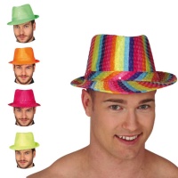 Chapéu de gangster com lantejoulas coloridas