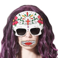 Óculos com máscara e boca de Catrina