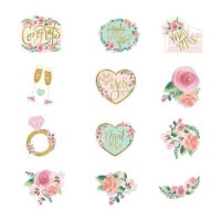 Decorações florais para a festa de despedida de solteira - 12 peças