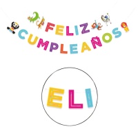 Feliz Aniversário da grinalda de animais - 5 m