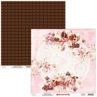 Papel para scrapbooking Chocolate Kiss cor-de-rosa - papéis Mintay - 1 folha