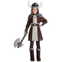 Fato de Viking castanho e cinzento para rapariga
